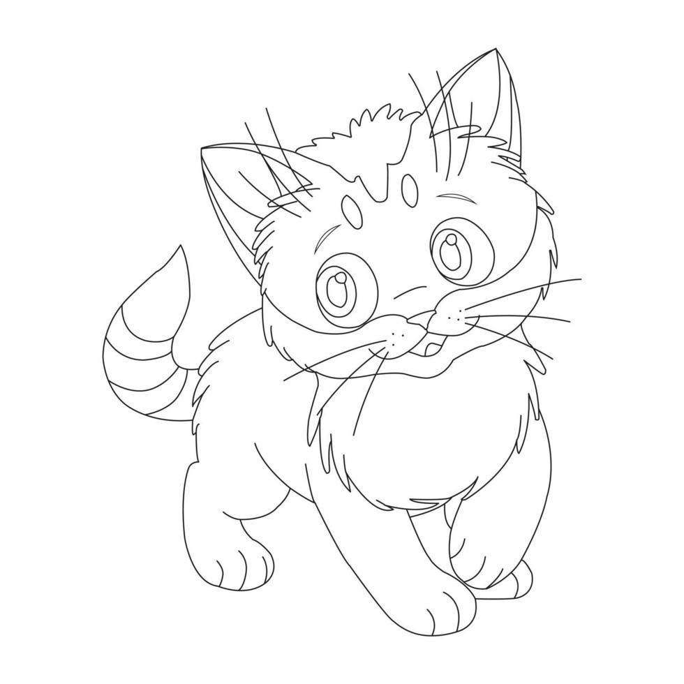 Coloring Page Outline of Cute Cat Animal Coloring Page Cartoon Vector Illustration