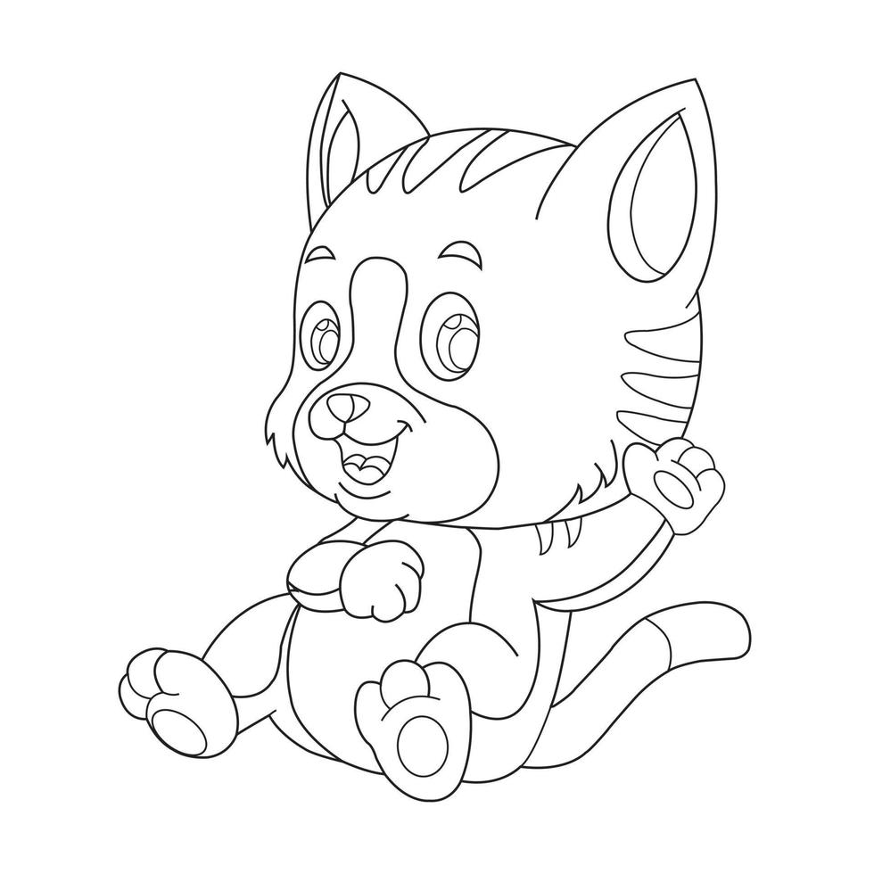 Coloring Page Outline of Cute Cat Animal Coloring Page Cartoon Vector Illustration