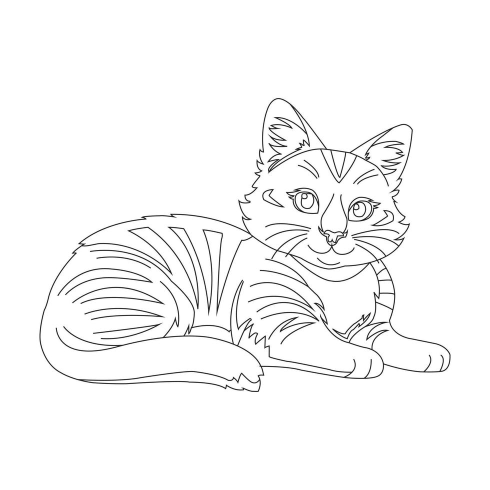 Coloring Page Outline of Cute Cat Animal Coloring Page Cartoon Vector Illustration