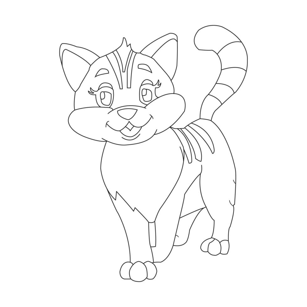 Coloring Page Outline of Cute Cat Animal Coloring Page Cartoon Vector Illustration