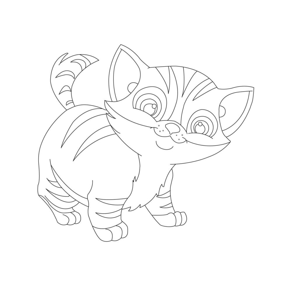 Coloring Page Outline of Cute Cat Animal Coloring Page Cartoon Vector Illustration