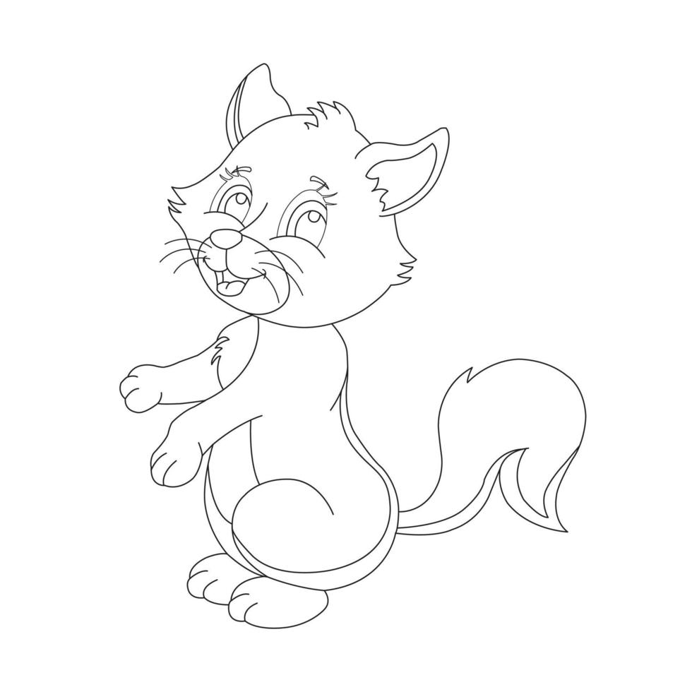 Coloring Page Outline of Cute Cat Animal Coloring Page Cartoon Vector Illustration