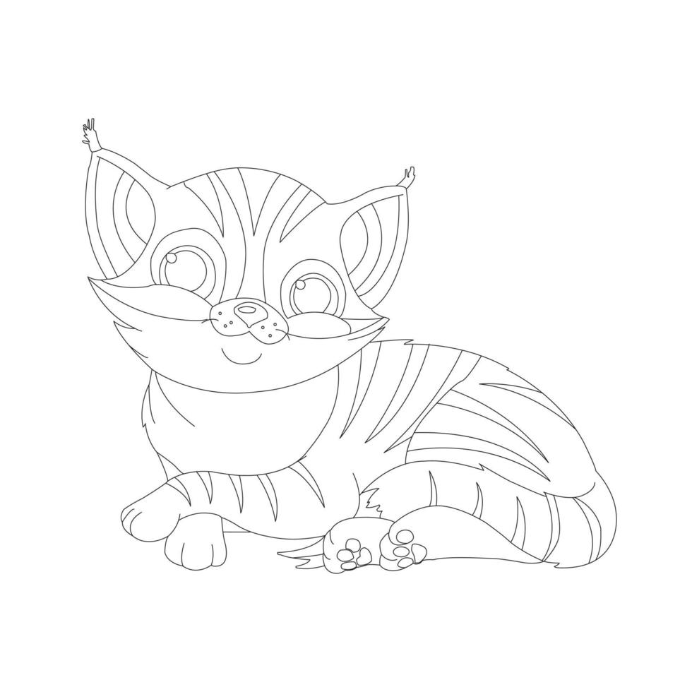 Coloring Page Outline of Cute Cat Animal Coloring Page Cartoon Vector Illustration