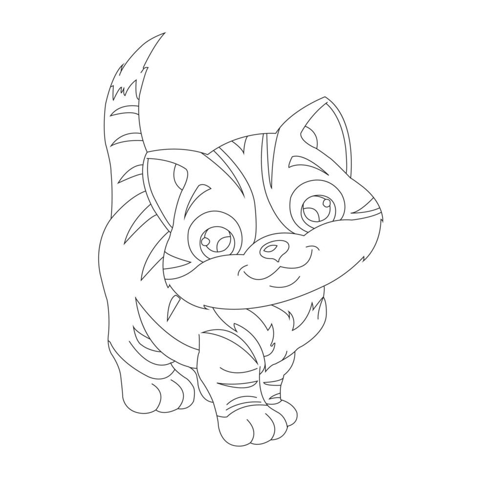 Coloring Page Outline of Cute Cat Animal Coloring Page Cartoon Vector Illustration