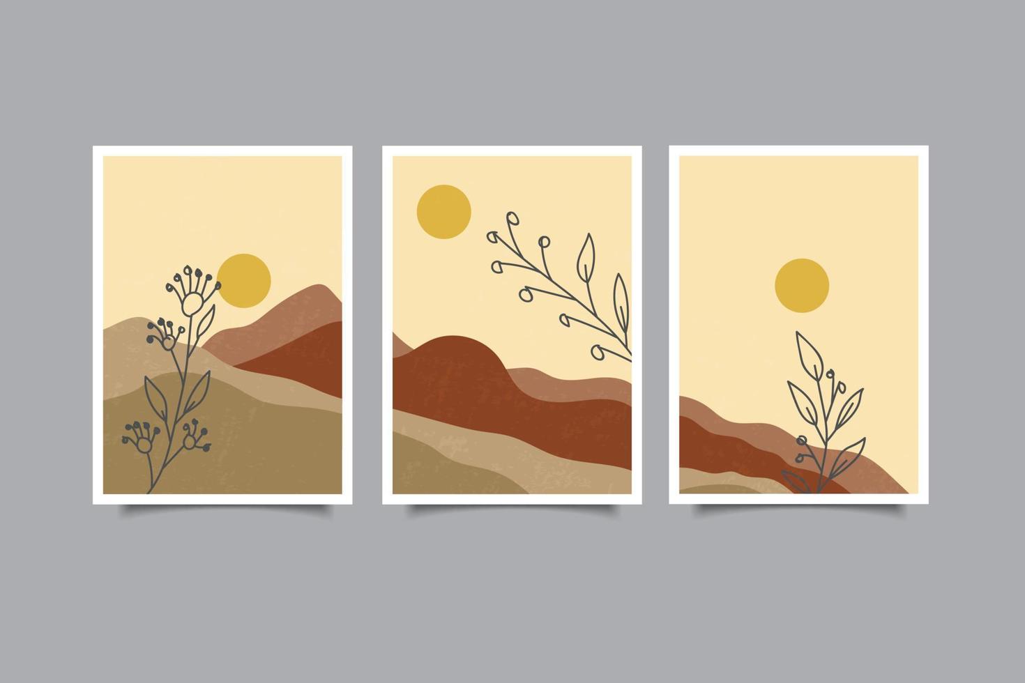 abstract modern poster mid century landscaape collection vector