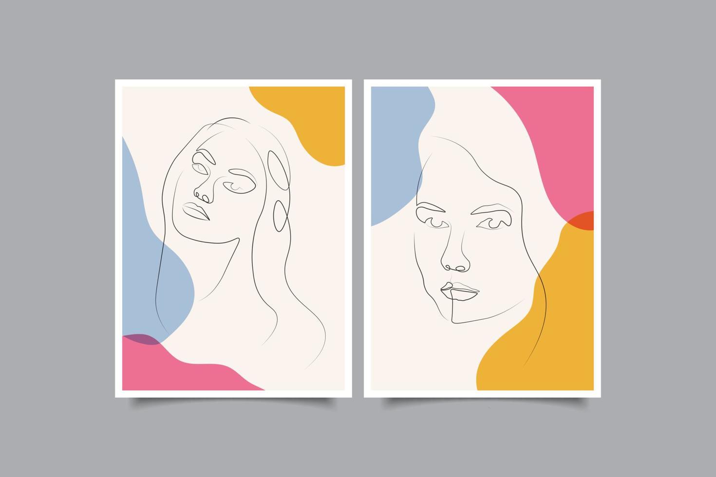 abstract aestetic modern wall art decoration print collection vector