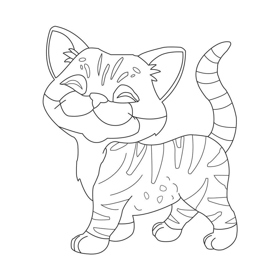 Coloring Page Outline of Cute Cat Animal Coloring Page Cartoon Vector Illustration