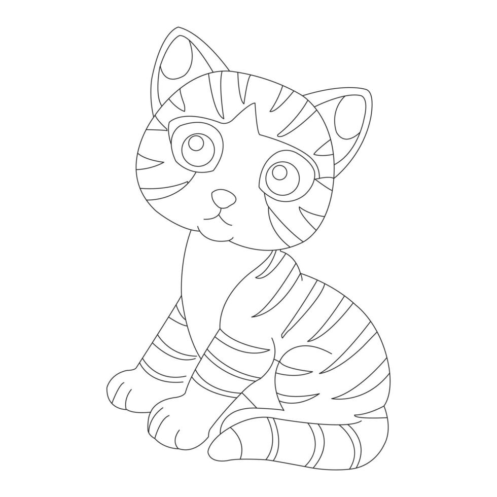 Coloring Page Outline of Cute Cat Animal Coloring Page Cartoon Vector Illustration