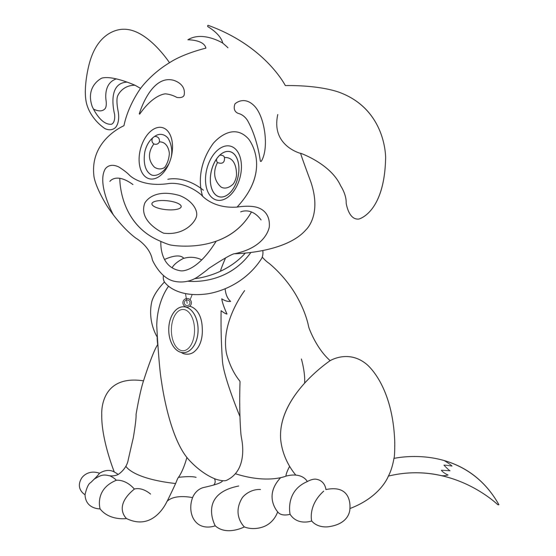Cute Puppy Dog Outline Coloring Page for Kids Animal Coloring ...