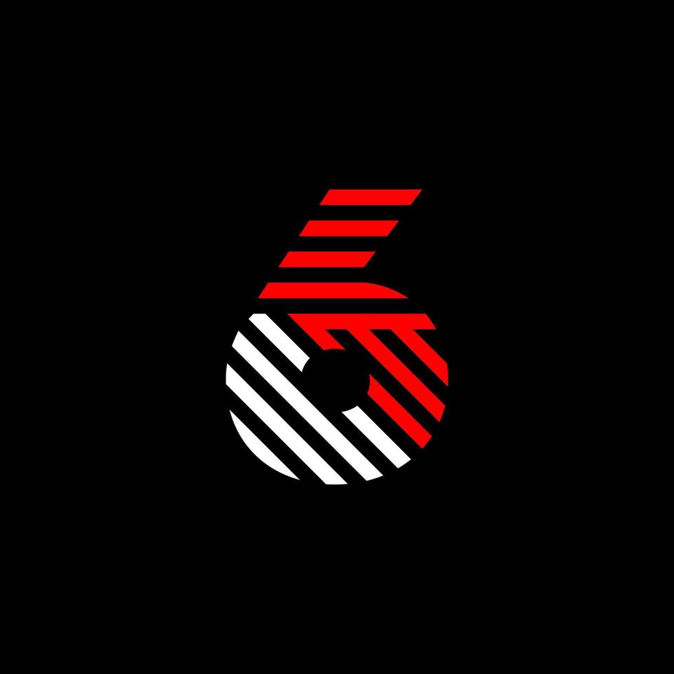 Abstract figure six Line. Transition color linear 6 logo. Linear modern number lines. Number type alphabet template. Set logo thin line clean style, black background. vector