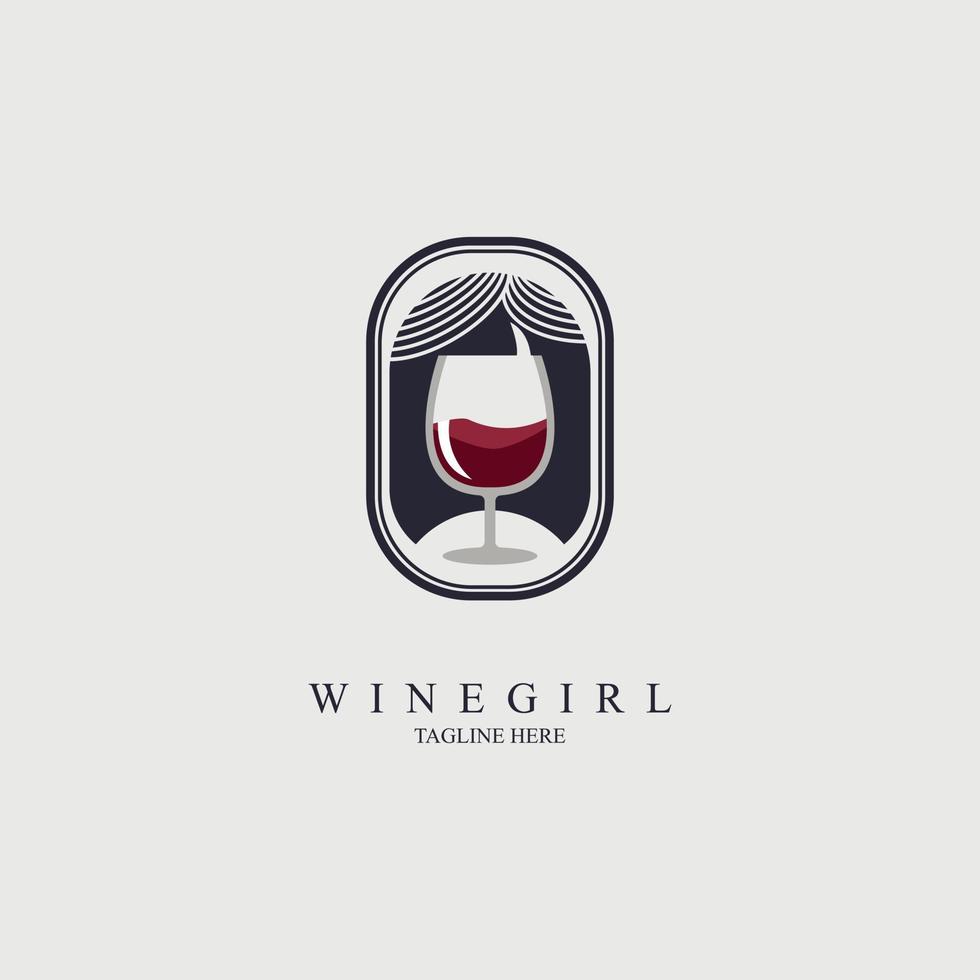 plantilla de diseño de logotipo de chica de vino para marca o empresa y otros vector