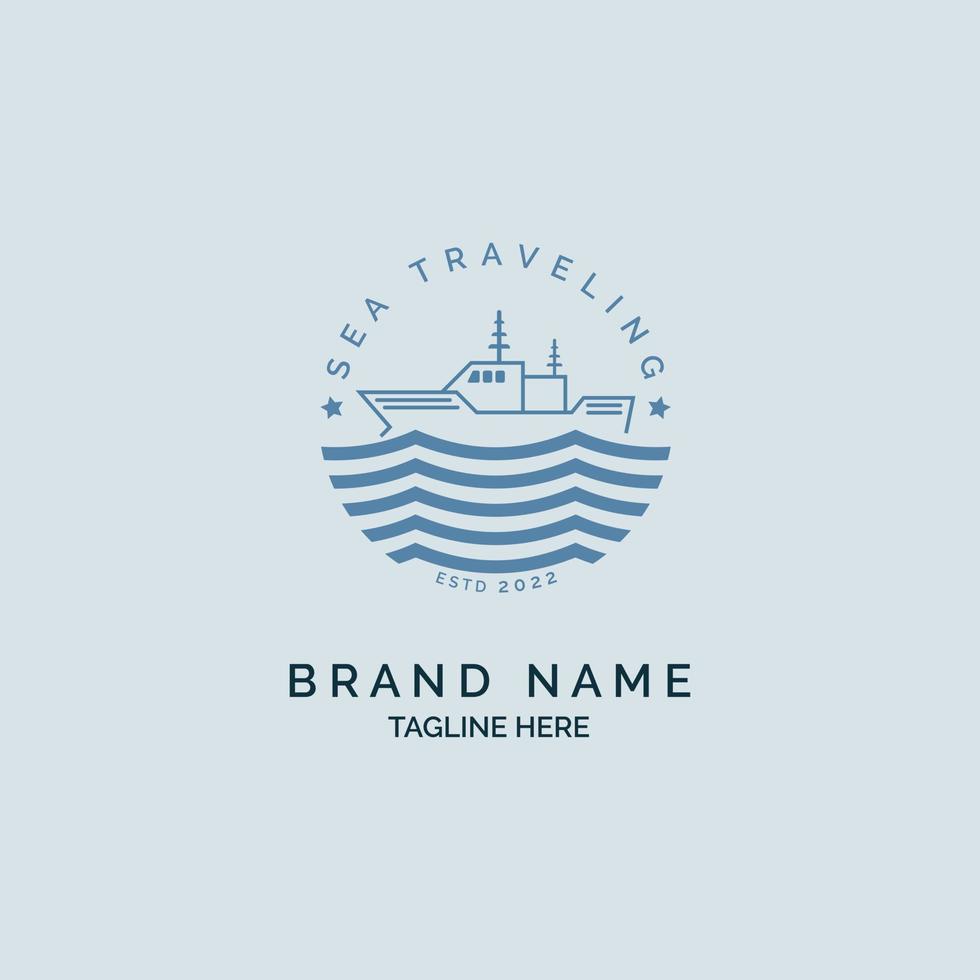 vector de diseño de plantilla de logotipo de viaje marítimo de barco para marca o empresa y otros