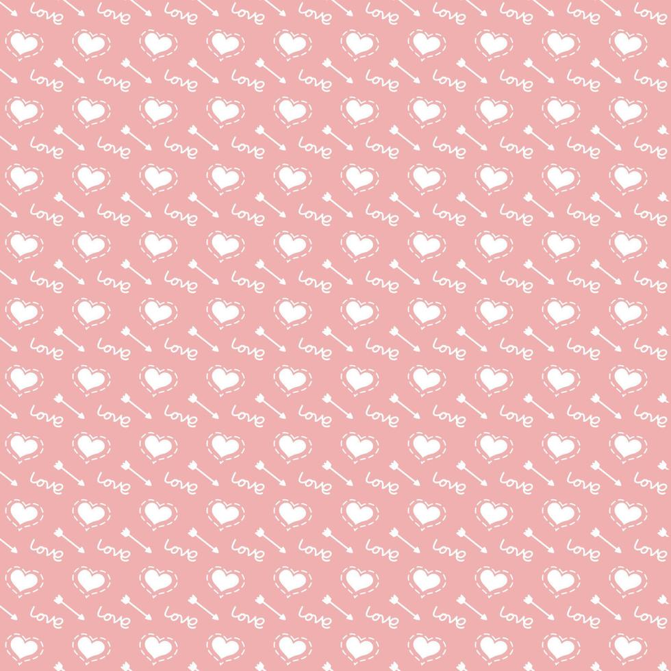 Seamless pattern with hearts, arrows and the word love. vector
