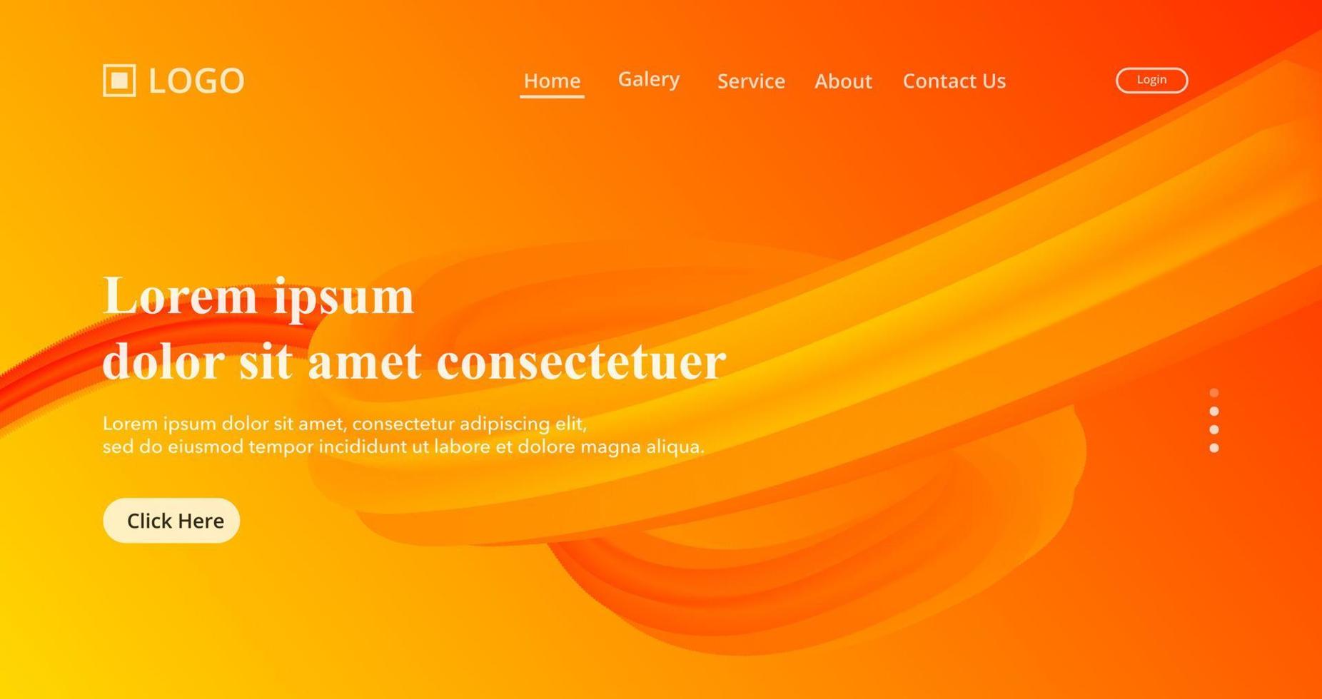 abstract orange fluid wave gradient background, modern and clean landing page concept vector