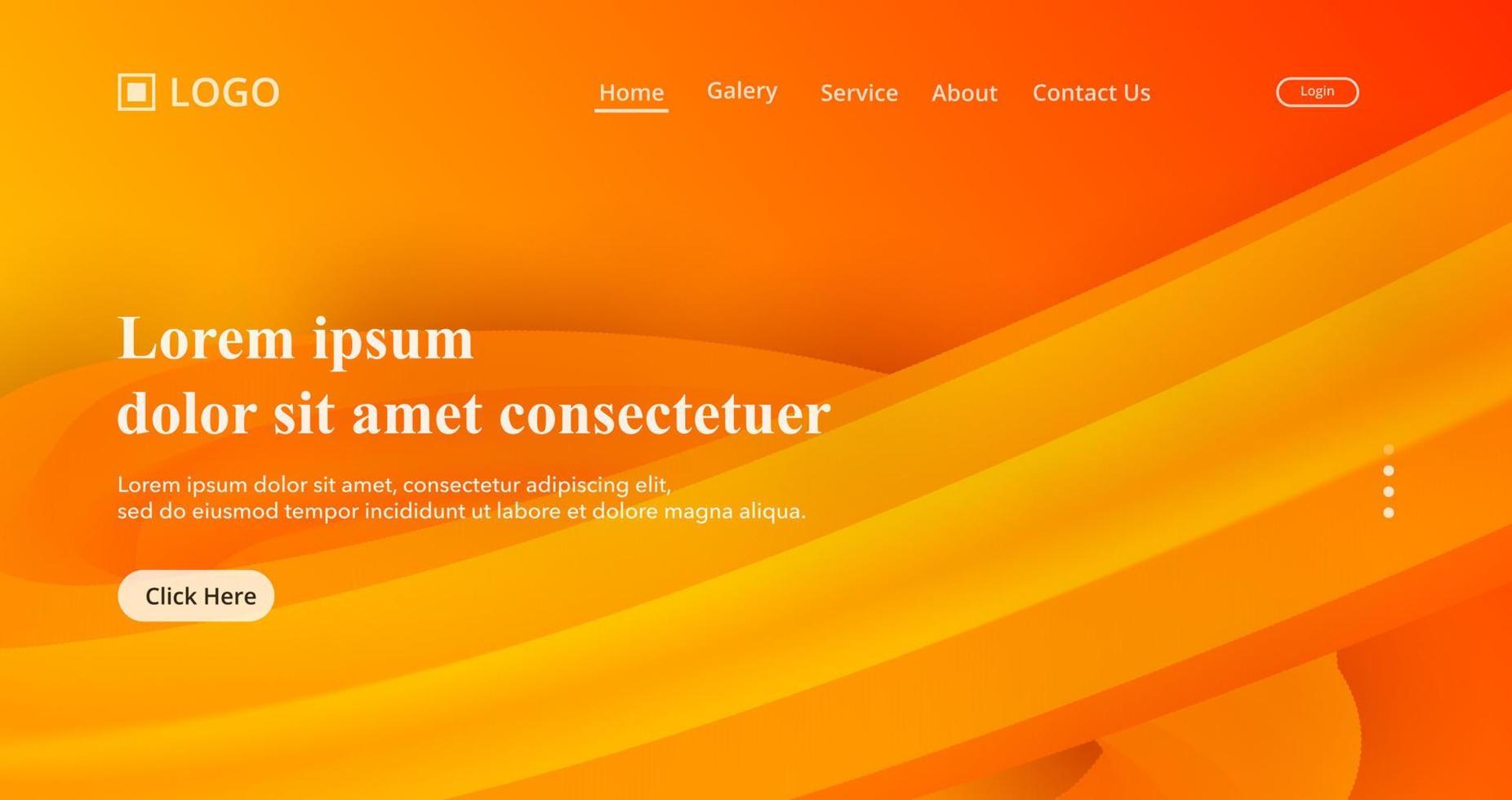 abstract orange fluid wave gradient background, modern and clean landing page concept vector