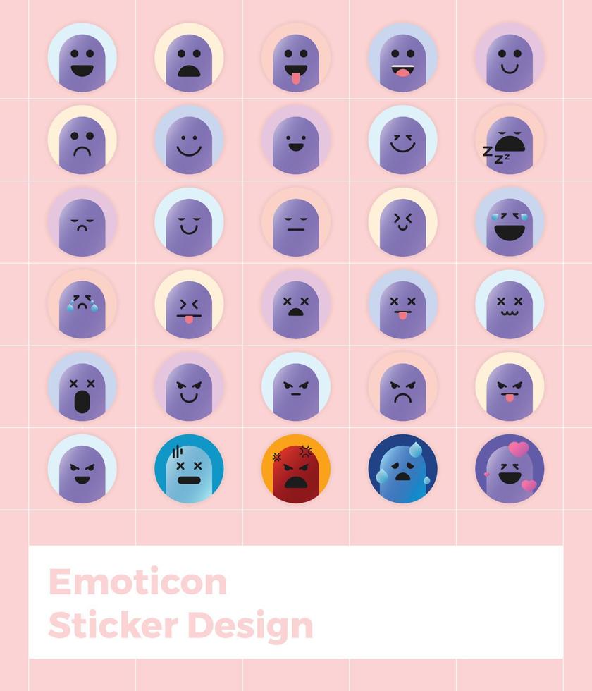 Emoticon Sticker Design vector