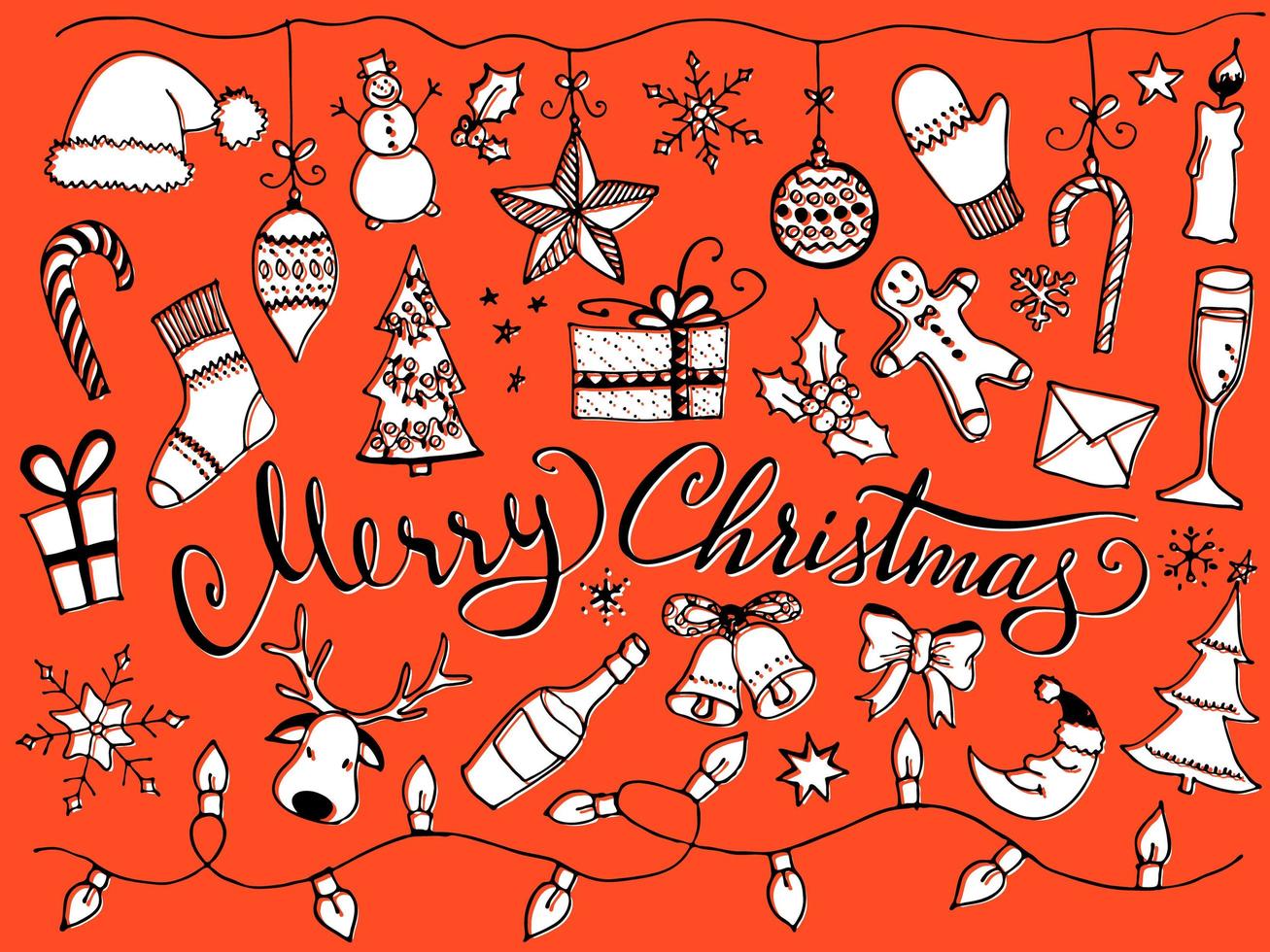 Doodle Christmas set vector