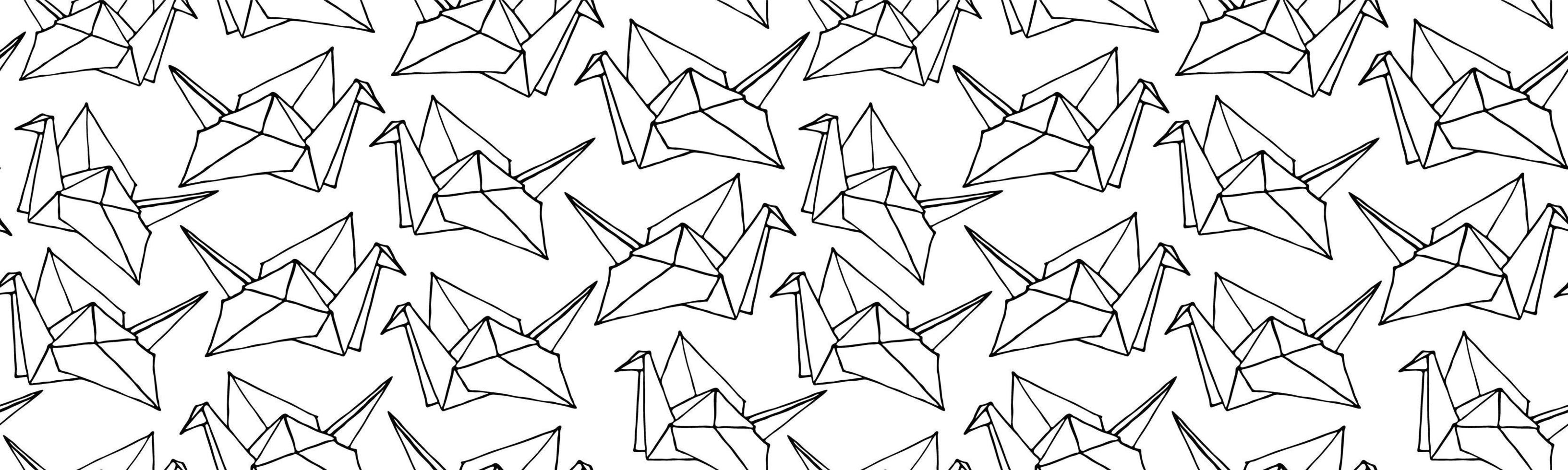 Seamless Pattern with Hand Drawn Origami birds. vector