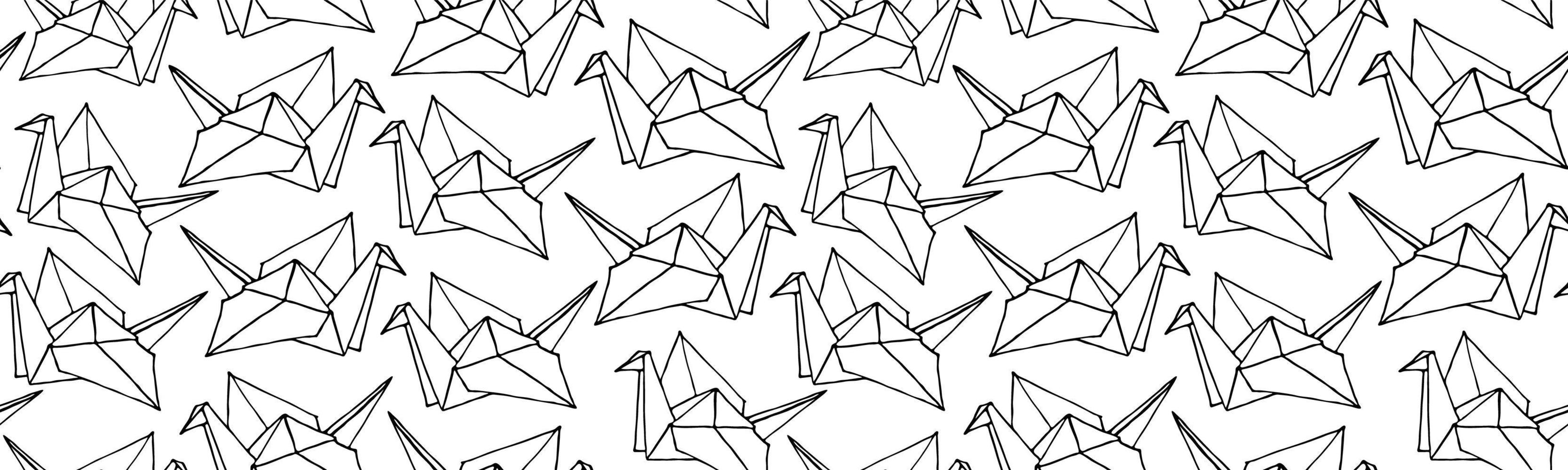 Seamless Pattern with Hand Drawn Origami birds. vector