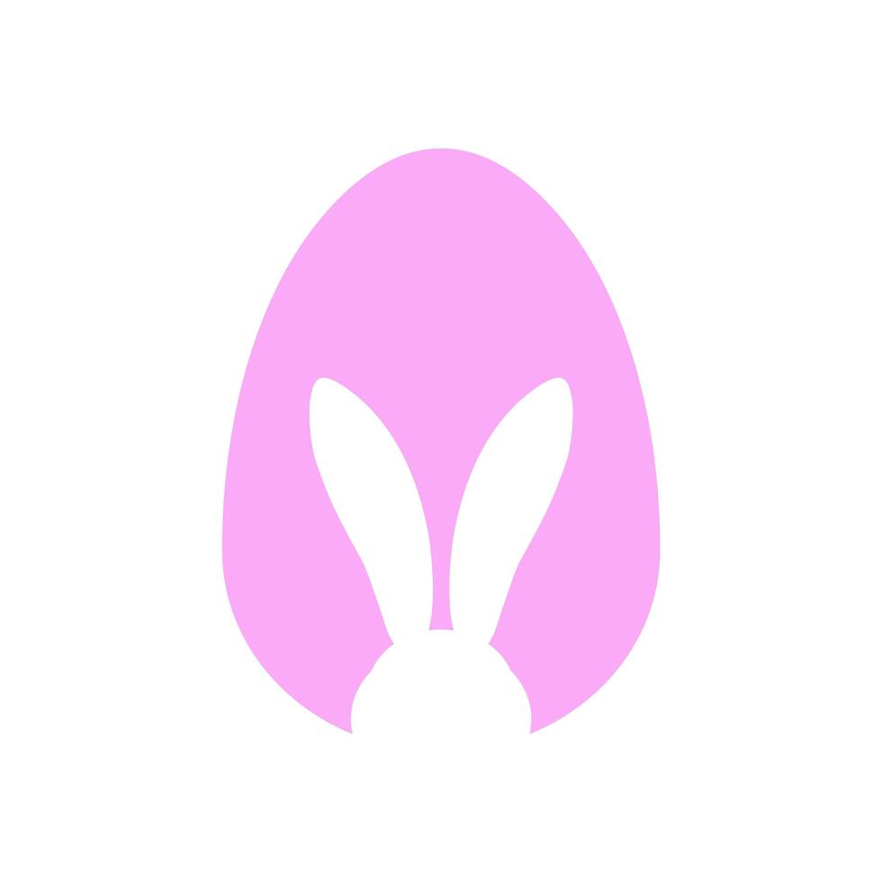 Easter egg shape with bunny ears silhouette vector