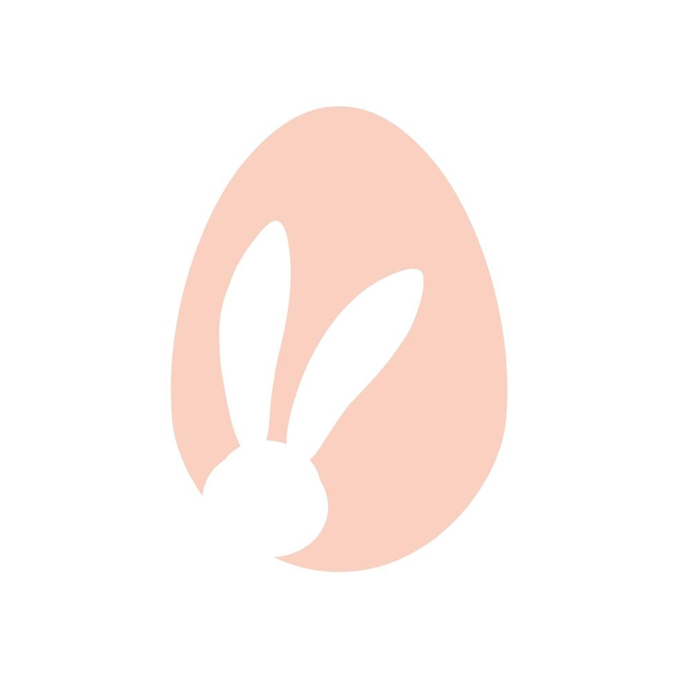 Easter egg shape with bunny ears silhouette vector