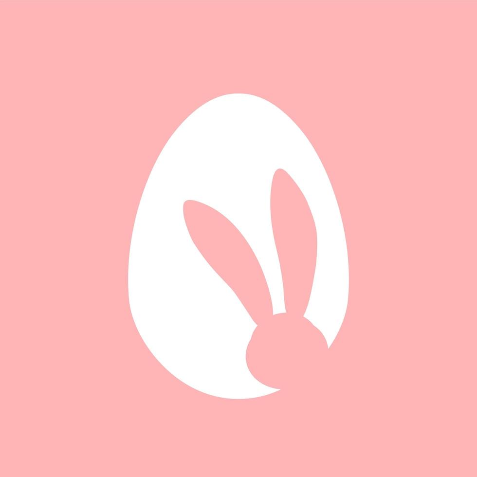 Easter egg shape with bunny ears silhouette vector