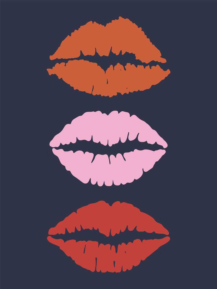 Set of lips silhouettes. Vector illusttration