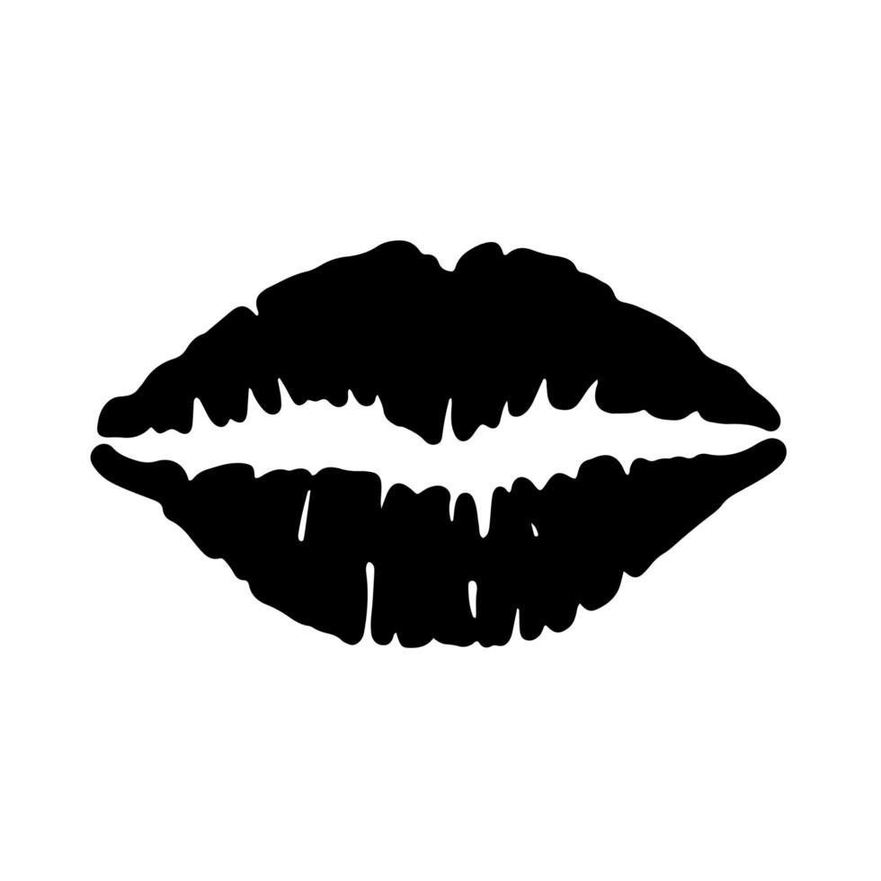 Set of black lips shapes on white vector