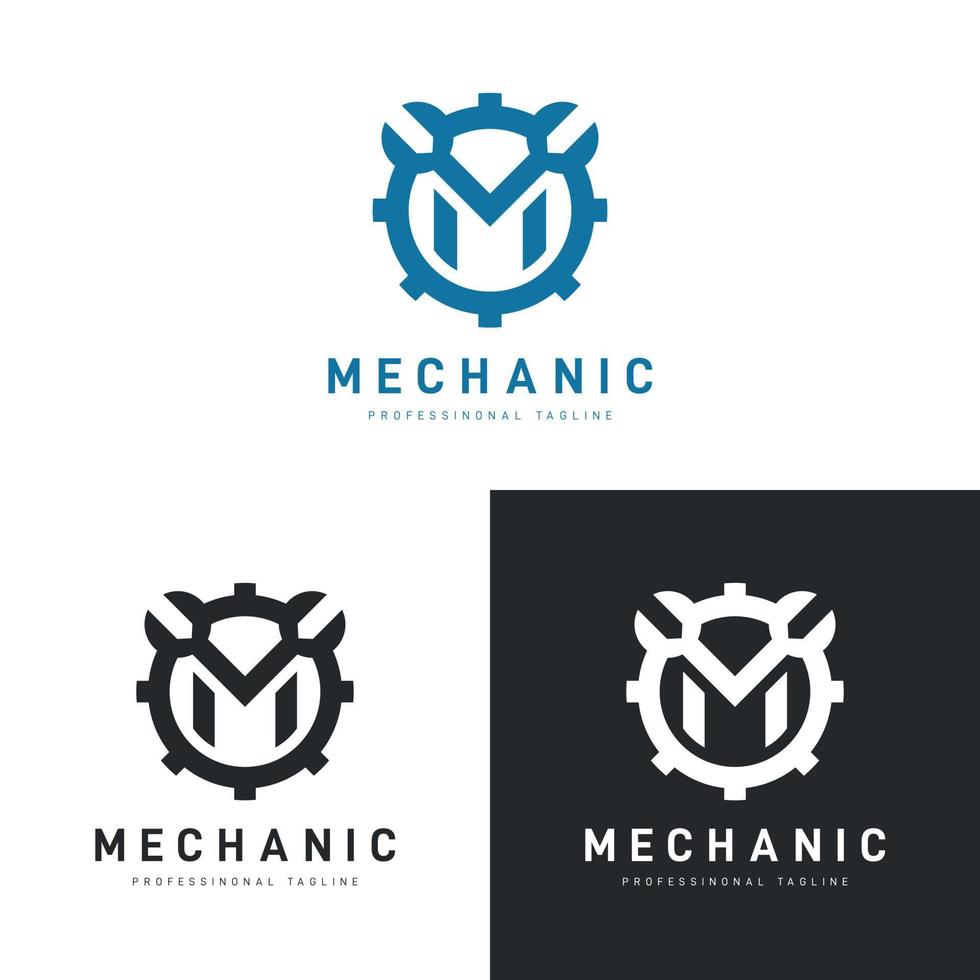 Mechanical logo design template vector