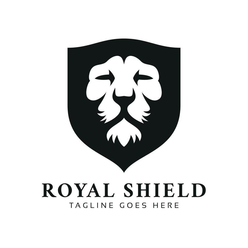 Lion shield logo design template vector