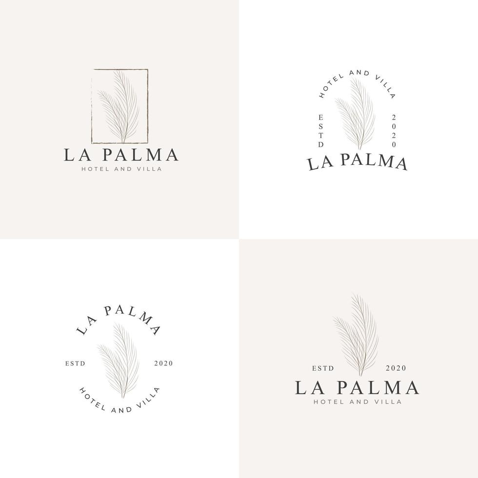 Simple palm leaves illustration logo collection vector