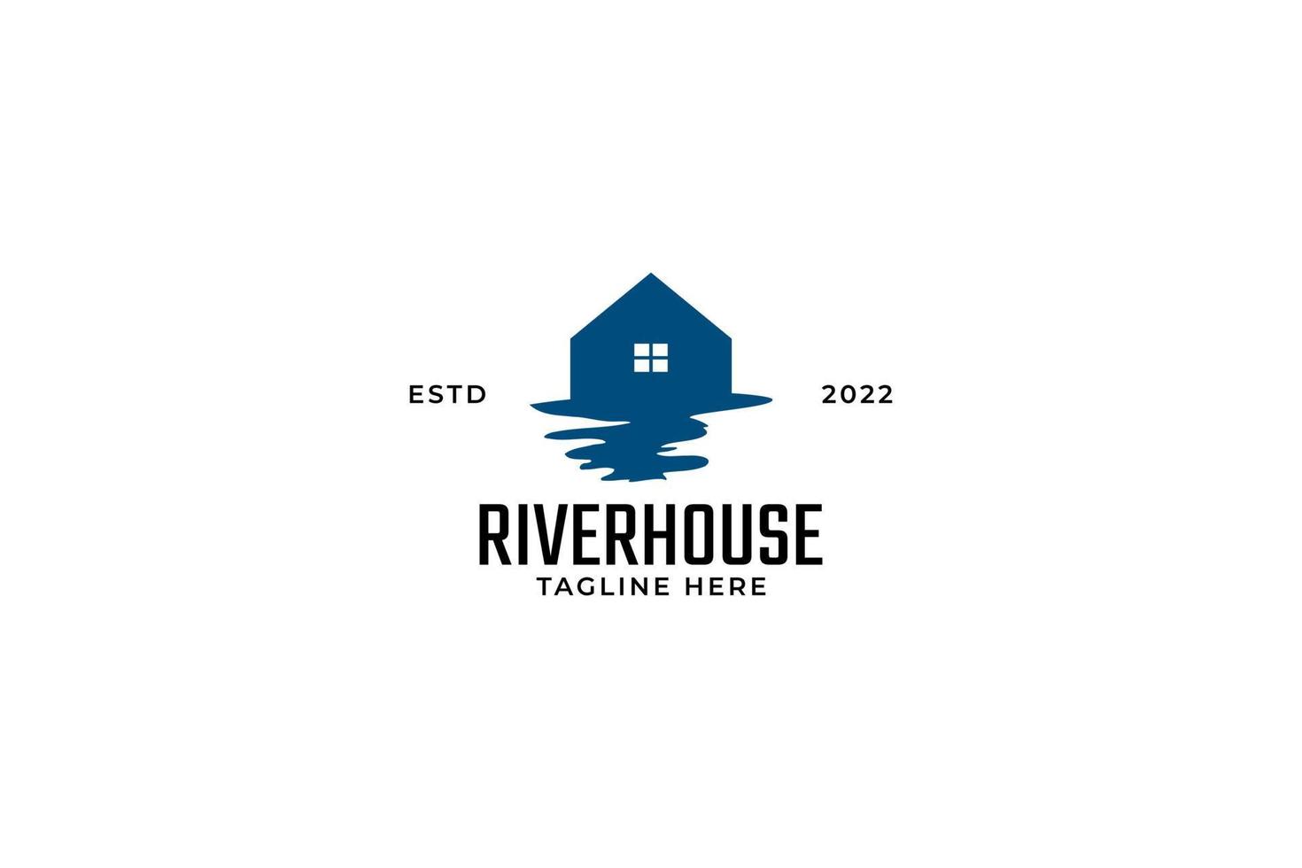 vector de diseño de logotipo de casa de río