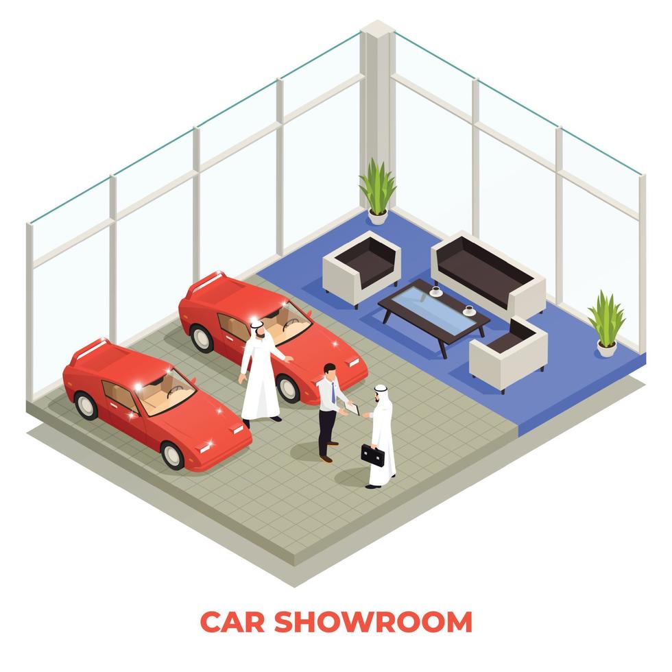 Saudi Car Showroom Composition vector