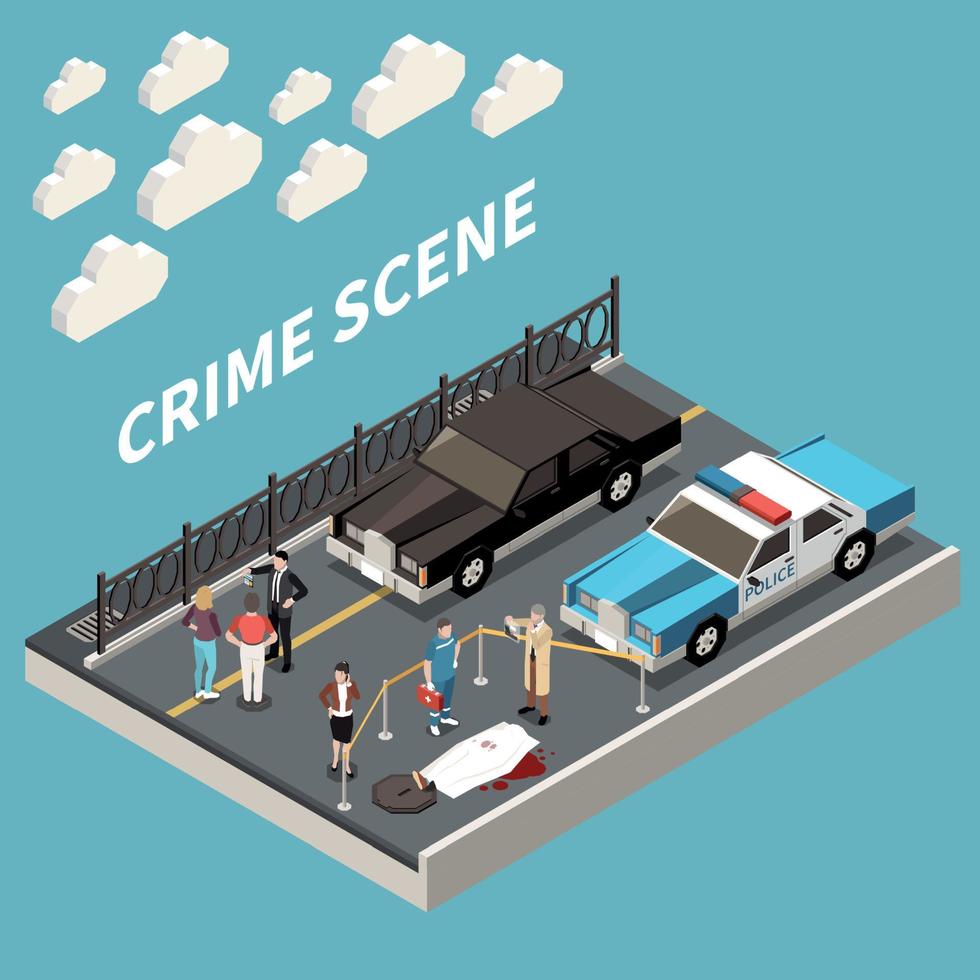 ilustración de la escena del crimen detective vector