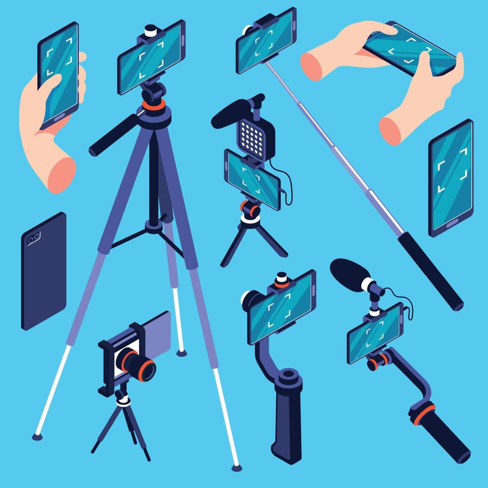 Video And Photo Shooting Isometric Set vector