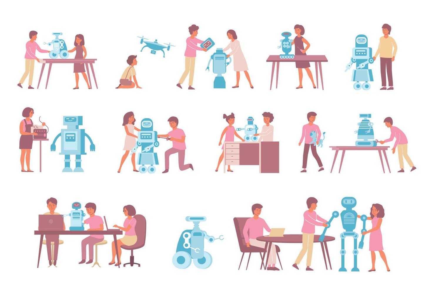 Robot Education Icon Set vector