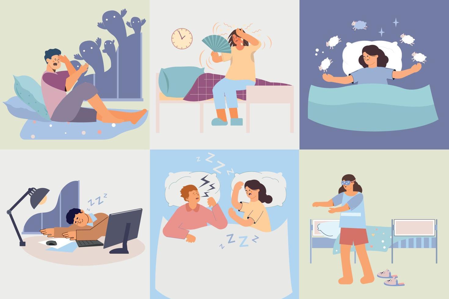 Sleeping Problems Square Compositions vector