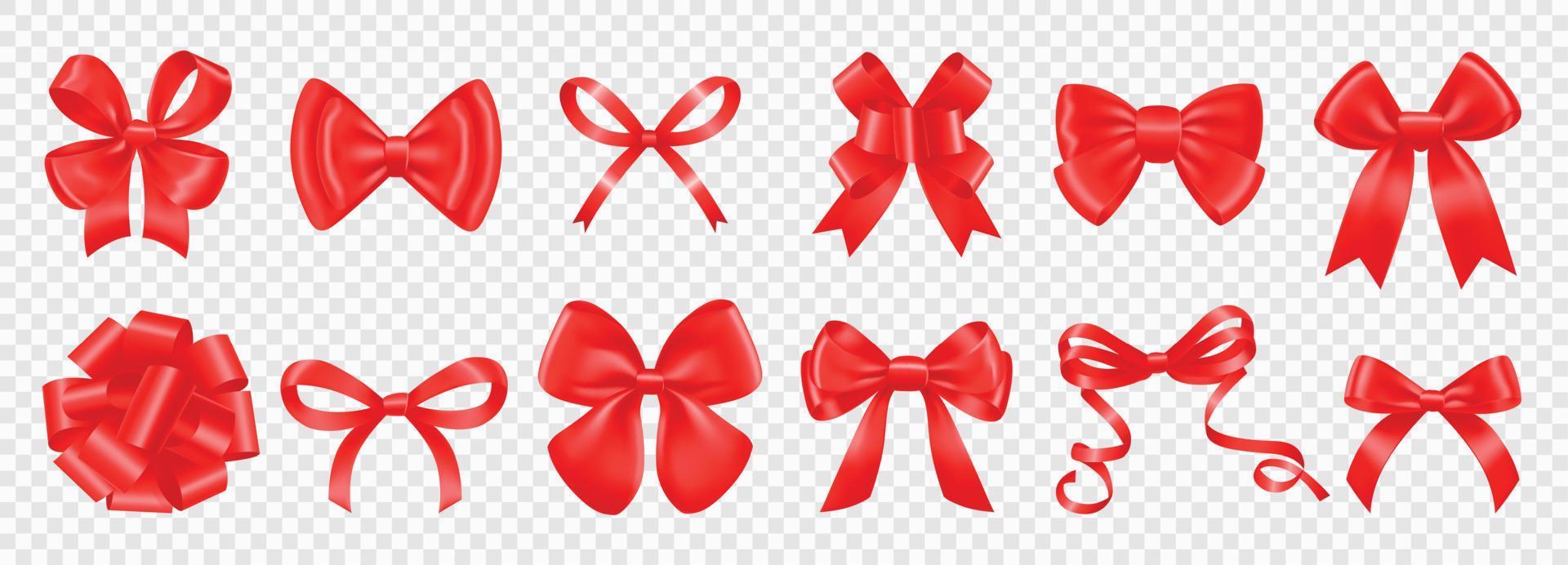 Realistic Red Bows Set vector