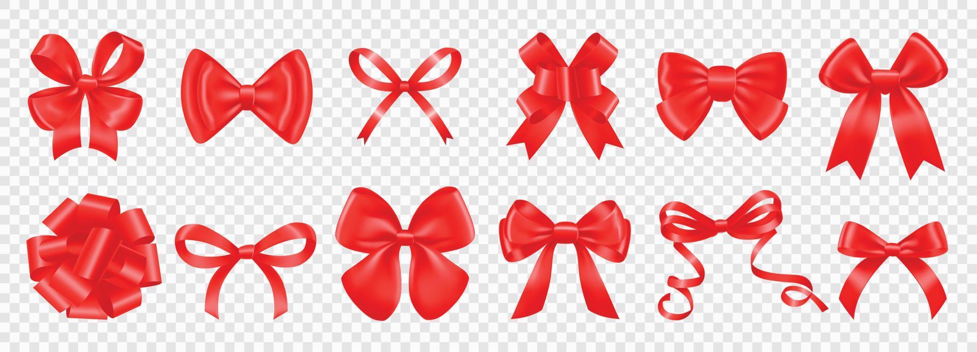 Realistic Red Bows Set 5880925 Vector Art at Vecteezy