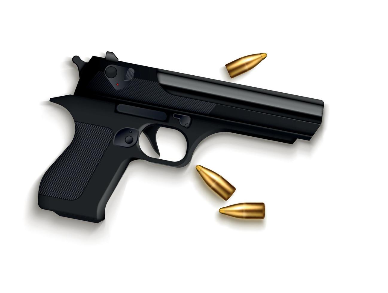 Pistol Gun Bullets Composition vector
