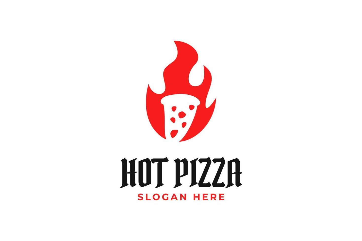 Hot restaurant pizza logo design vector template