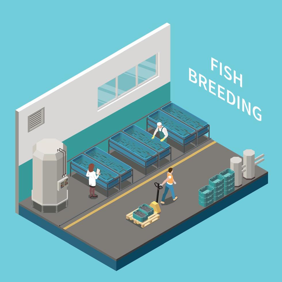 Industrial Fishing Isometric View vector