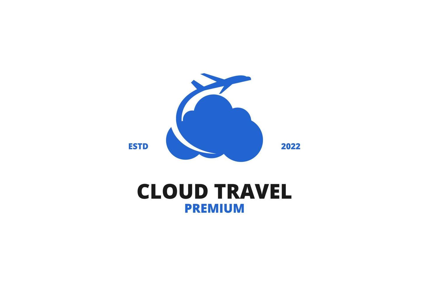 Cloud travel logo with plane icon design vector