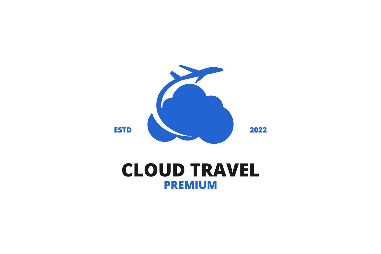 Cloud travel logo with plane icon design vector