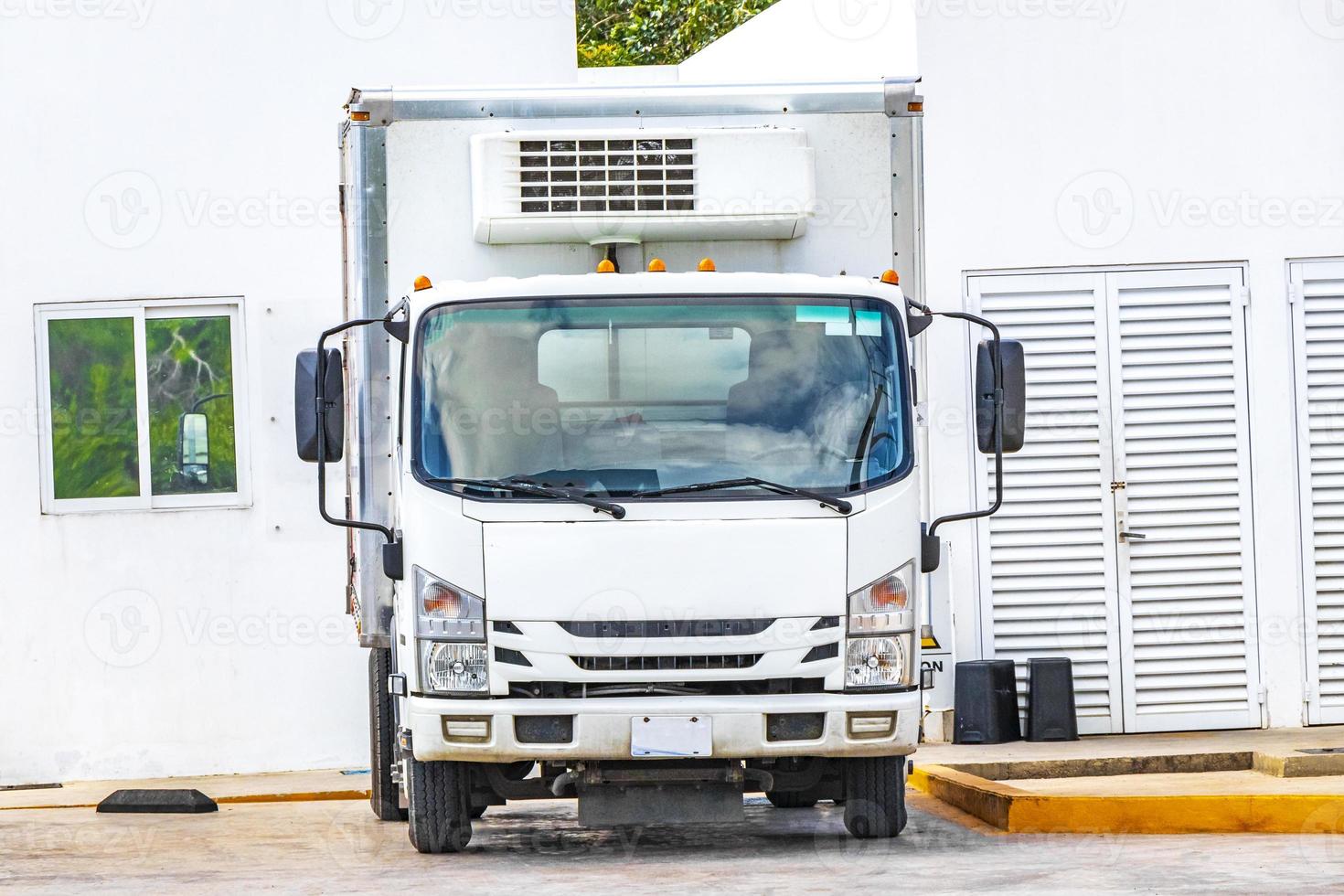 White mexican truck car at Gulf petrol gas station Mexico. photo