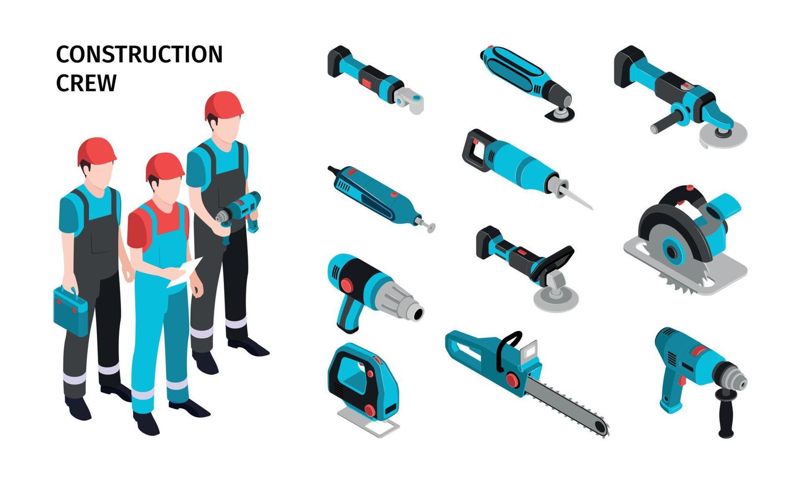 composición isométrica del equipo de construcción vector