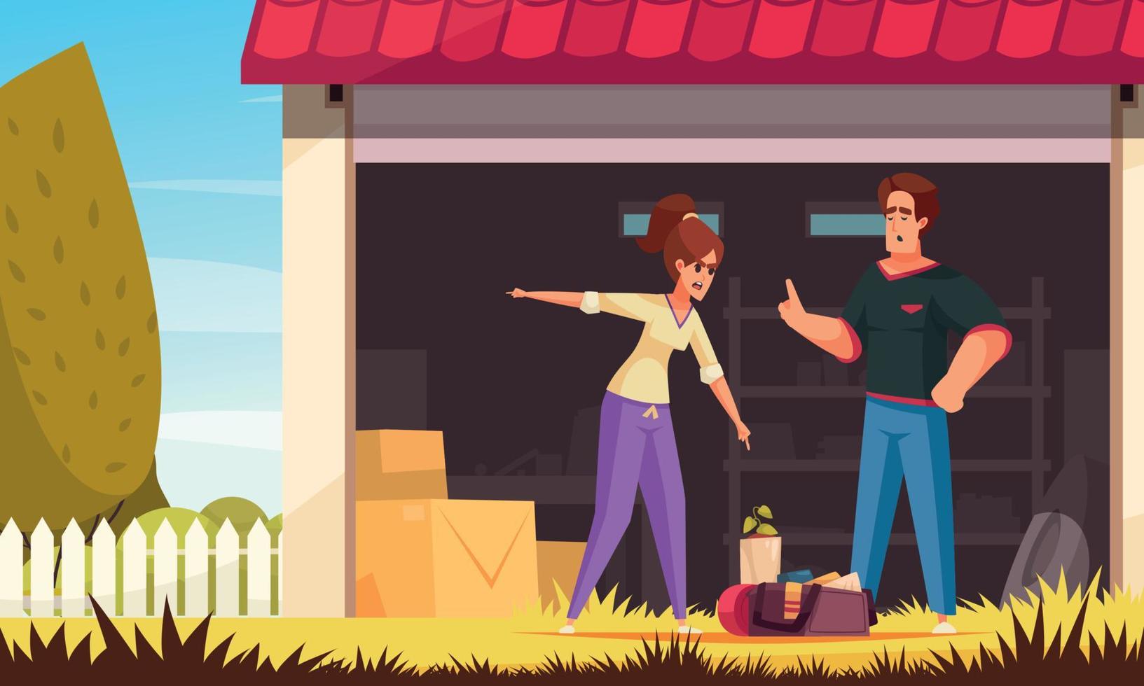 Conflicting Couple Garage Composition vector