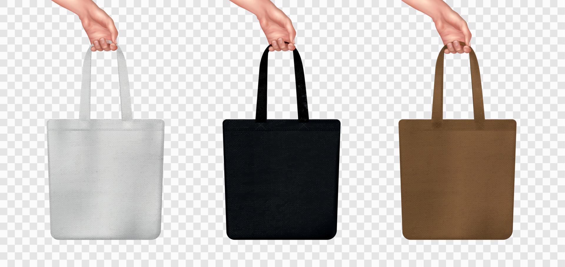 conjunto de iconos transparentes de maqueta de bolsa realista vector