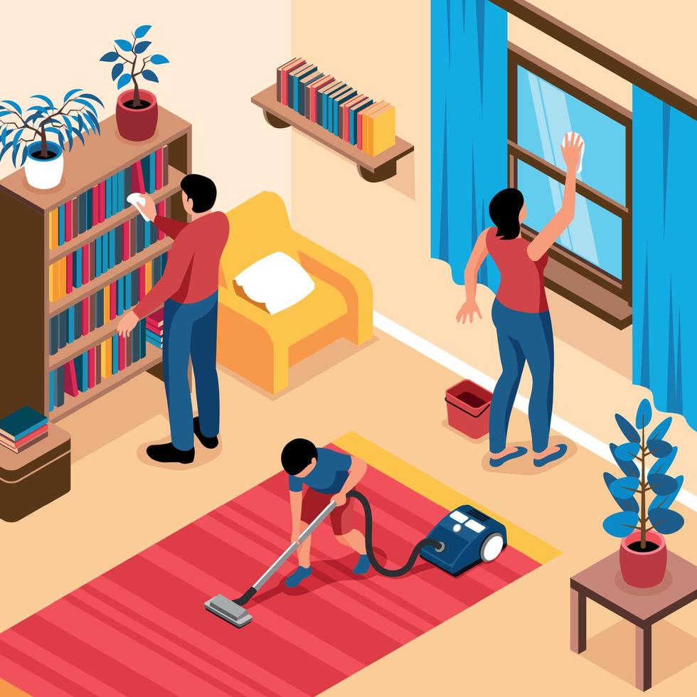 Family Home Cleanup Composition vector