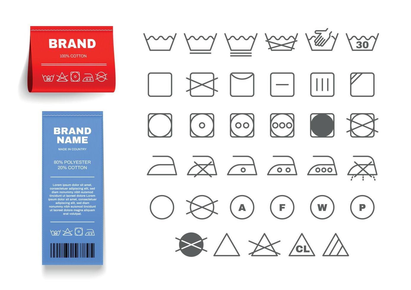 Laundry Labels Tag Set vector